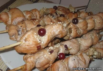 Шашлык куриный на шпажках в духовке